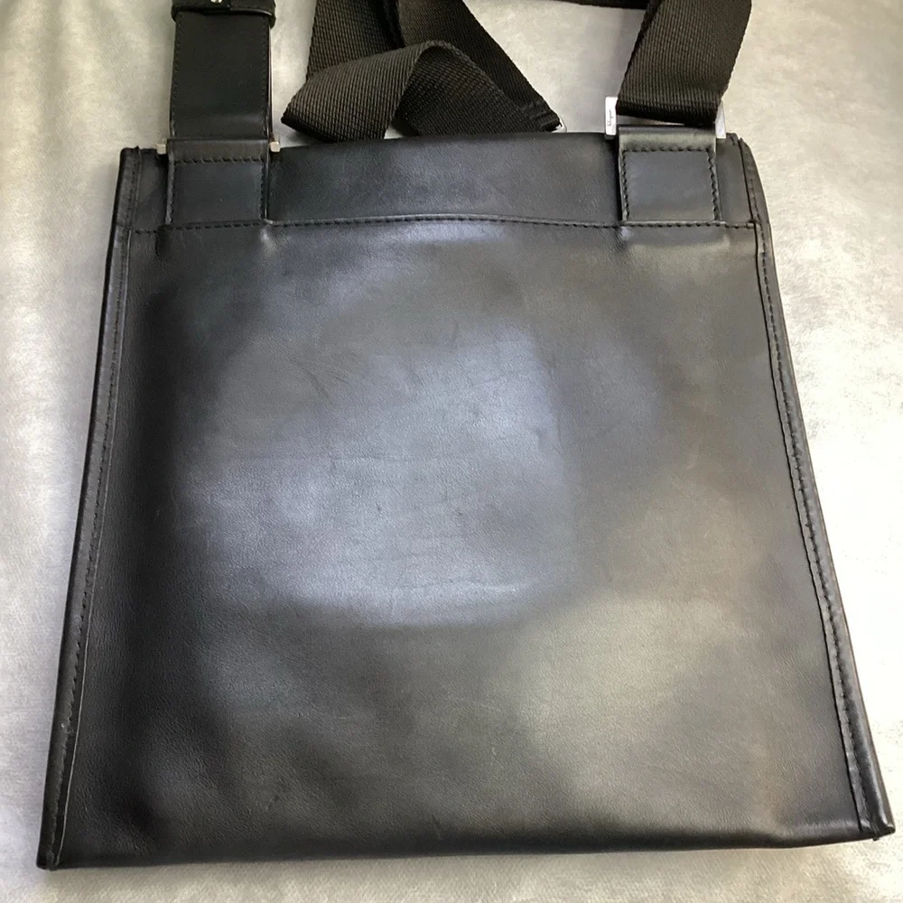 Salvatore Ferragamo Black Embossed Leather Shoulder Bag